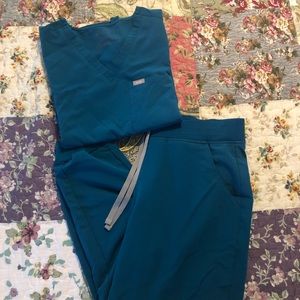 Caribbean blue figs scrubs set